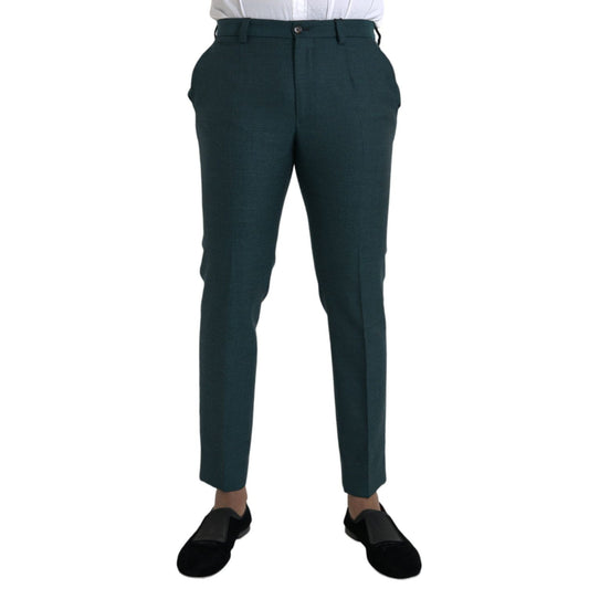 Dolce & Gabbana Green Wool Skinny Slim Dress Pants
