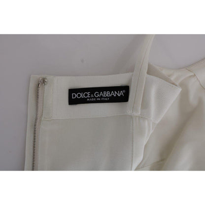 Dolce & Gabbana White Wool Stretch Brooch Shift Dress Dolce & Gabbana