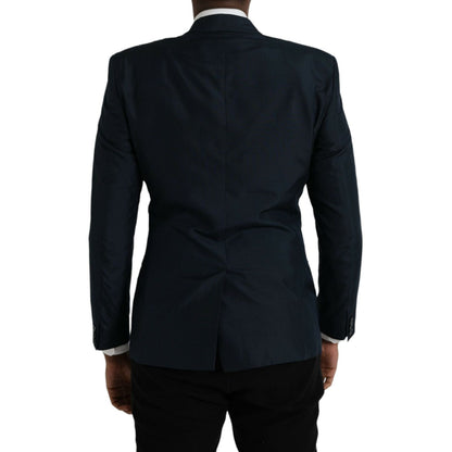 Dolce & Gabbana Blue GOLD Notch Single Breasted Coat Blazer