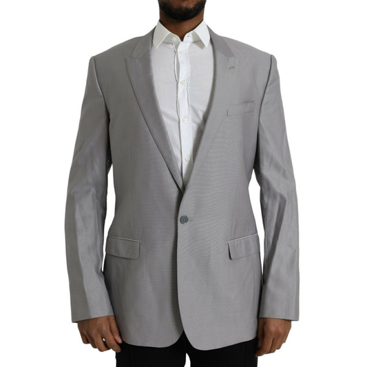 Dolce & Gabbana Gray Wool Peak Single Breasted Coat Blazer