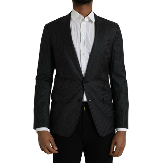 Dolce & Gabbana Black Stripe MARTINI Single Breasted Coat Blazer
