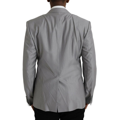 Dolce & Gabbana Gray Wool Peak Single Breasted Coat Blazer