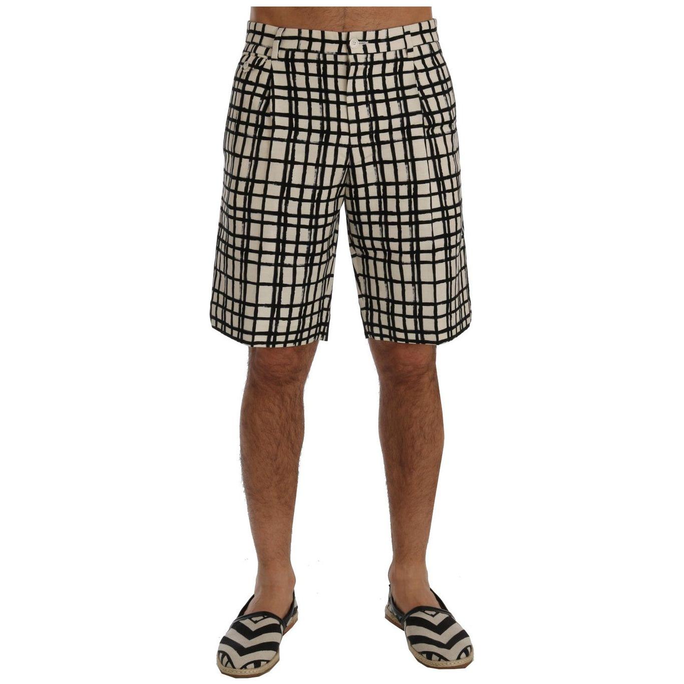 Dolce & Gabbana White Black Striped Casual Shorts Dolce & Gabbana