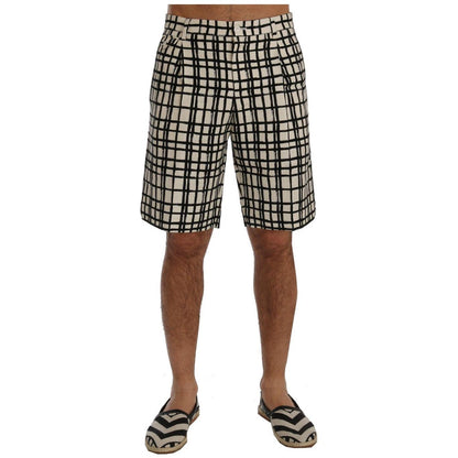 Dolce & Gabbana White Black Striped Casual Shorts Dolce & Gabbana