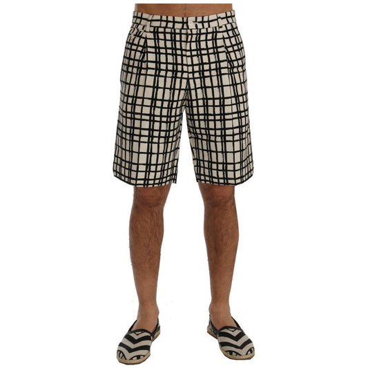 Dolce & Gabbana White Black Striped Casual Shorts Dolce & Gabbana