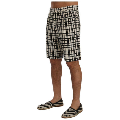 Dolce & Gabbana White Black Striped Casual Shorts Dolce & Gabbana