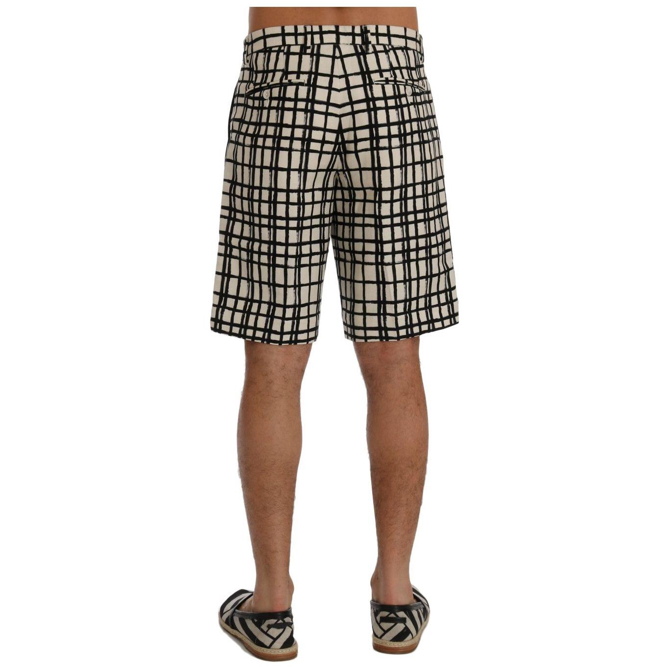 Dolce & Gabbana White Black Striped Casual Shorts Dolce & Gabbana