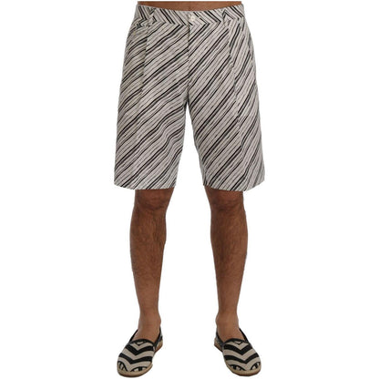 Dolce & Gabbana White Black Striped Casual Shorts Dolce & Gabbana
