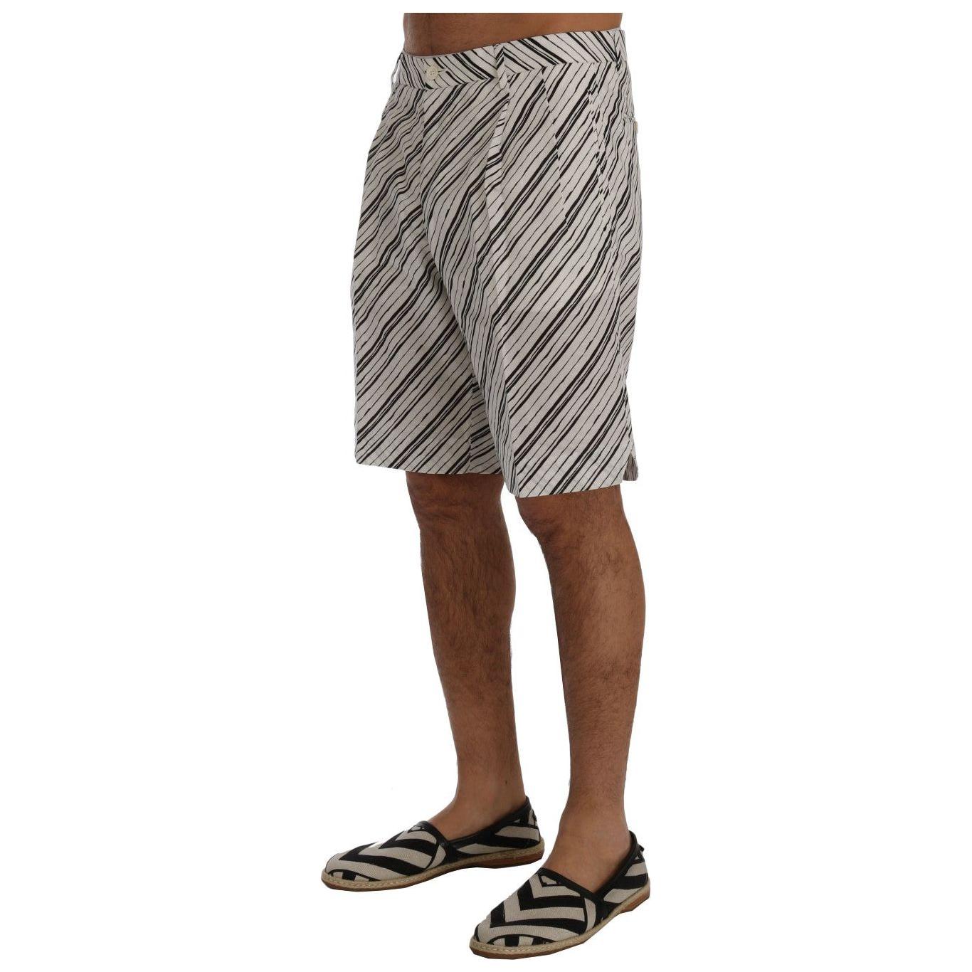 Dolce & Gabbana White Black Striped Casual Shorts Dolce & Gabbana