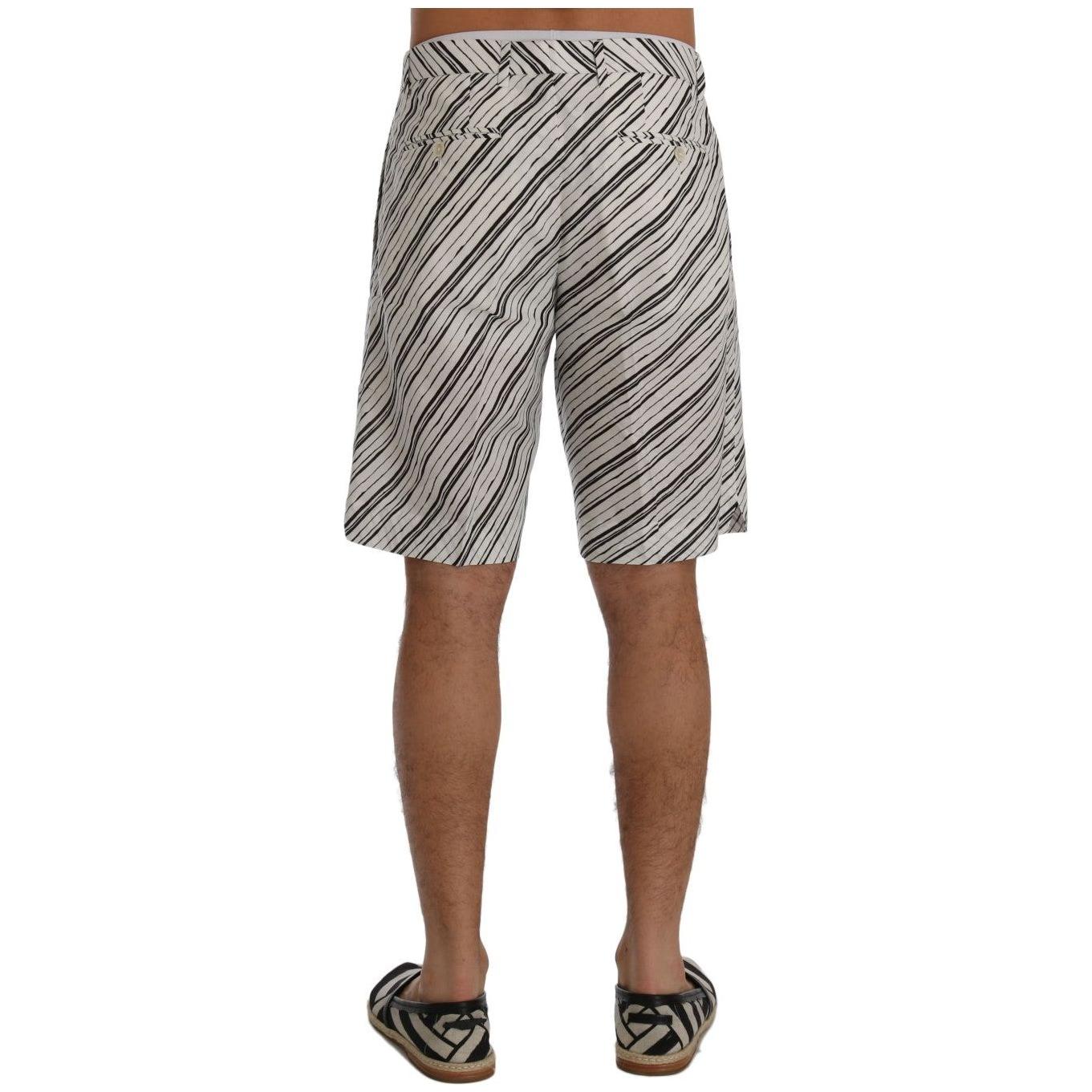 Dolce & Gabbana White Black Striped Casual Shorts Dolce & Gabbana