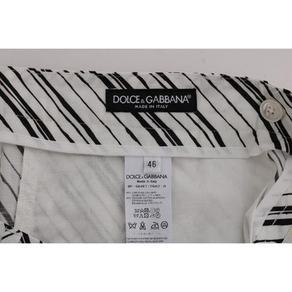 Dolce & Gabbana White Black Striped Casual Shorts Dolce & Gabbana