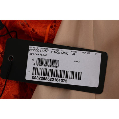 Dolce & Gabbana Orange Floral Ricamo Sheath Long Dress Dolce & Gabbana