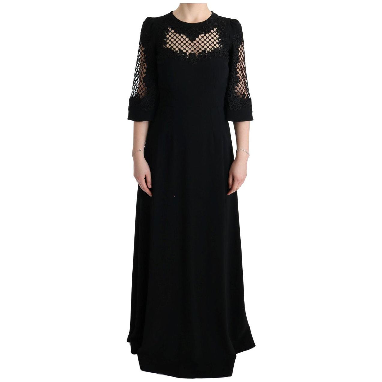 Dolce & Gabbana Black Stretch Shift Long Maxi Dress Dolce & Gabbana