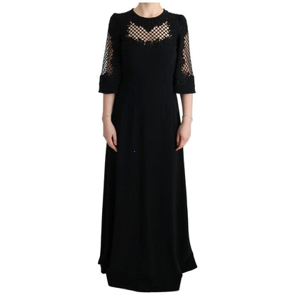 Dolce & Gabbana Black Stretch Shift Long Maxi Dress Dolce & Gabbana