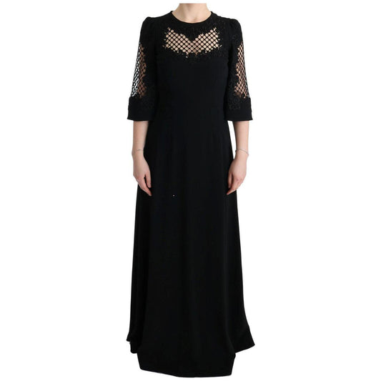 Dolce & Gabbana Black Stretch Shift Long Maxi Dress Dolce & Gabbana