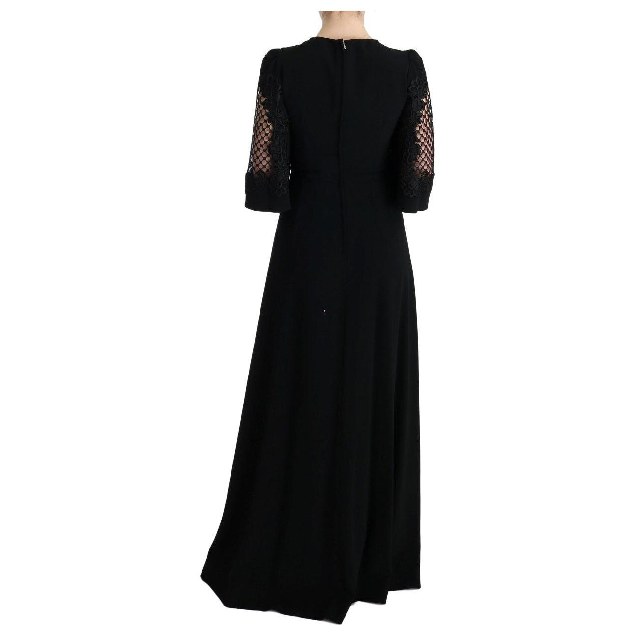 Dolce & Gabbana Black Stretch Shift Long Maxi Dress Dolce & Gabbana