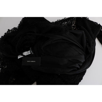 Dolce & Gabbana Black Floral Ricamo Sheath Long Dress Dolce & Gabbana