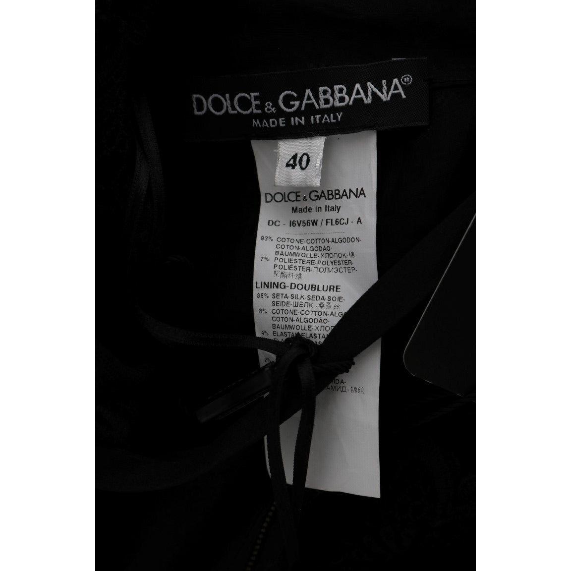 Dolce & Gabbana Black Floral Ricamo Sheath Long Dress Dolce & Gabbana