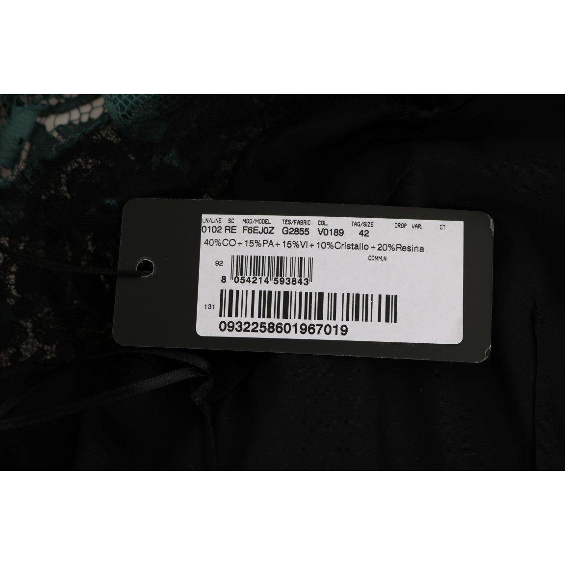 Dolce & Gabbana Green Floral Crystal Ricamo Sheath Dress Dolce & Gabbana