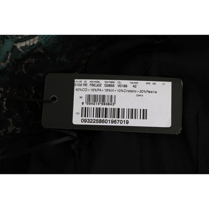 Dolce & Gabbana Green Floral Crystal Ricamo Sheath Dress Dolce & Gabbana