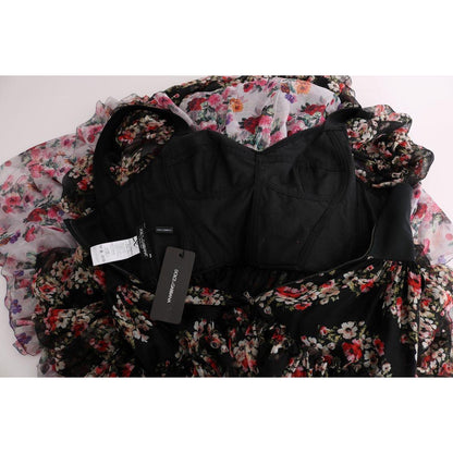 Dolce & Gabbana Multicolor Silk Stretch Floral Shift Long Dress Dolce & Gabbana
