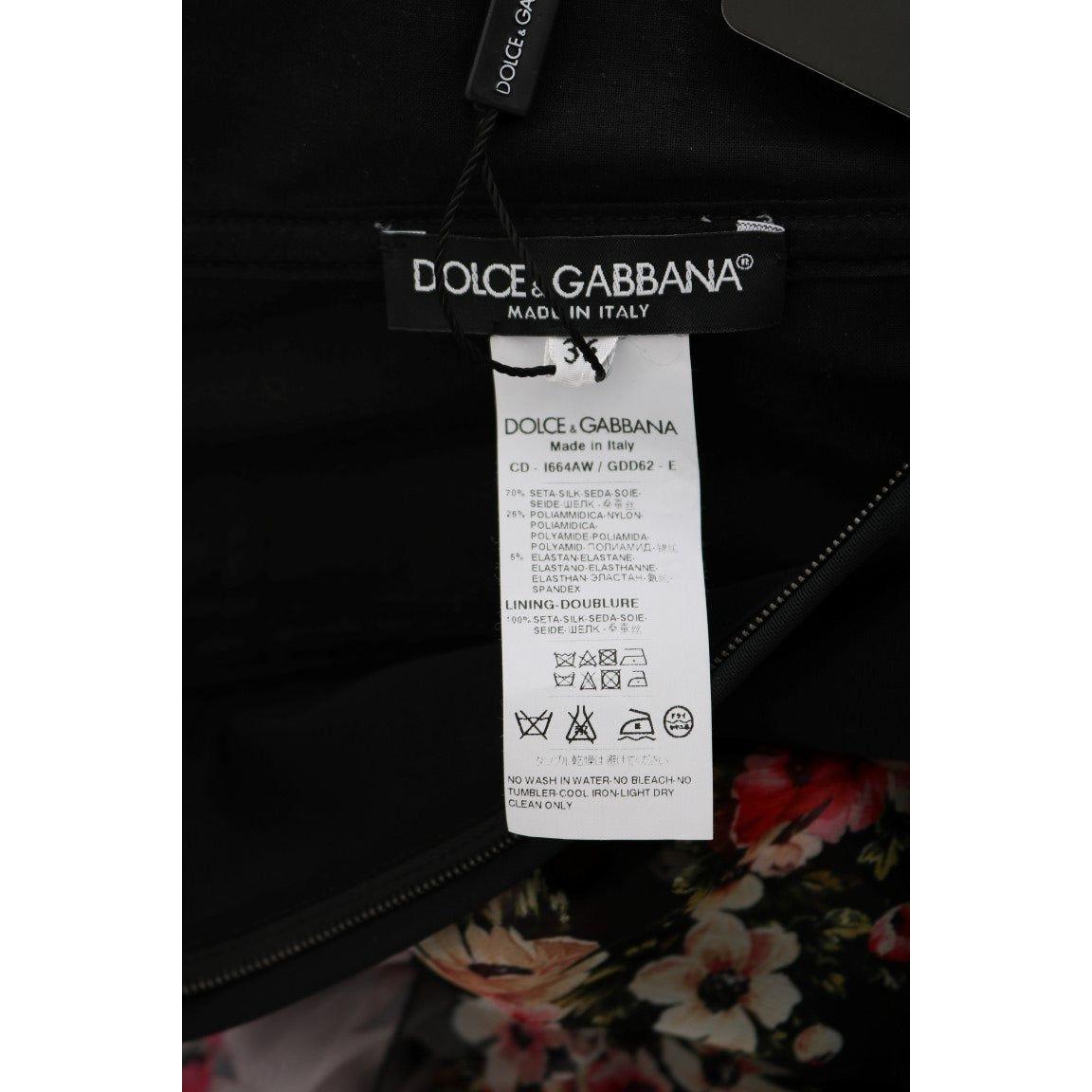 Dolce & Gabbana Multicolor Silk Stretch Floral Shift Long Dress Dolce & Gabbana