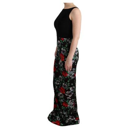 Dolce & Gabbana Multicolor Floral Print Stretch Sheath Long Dress Dolce & Gabbana