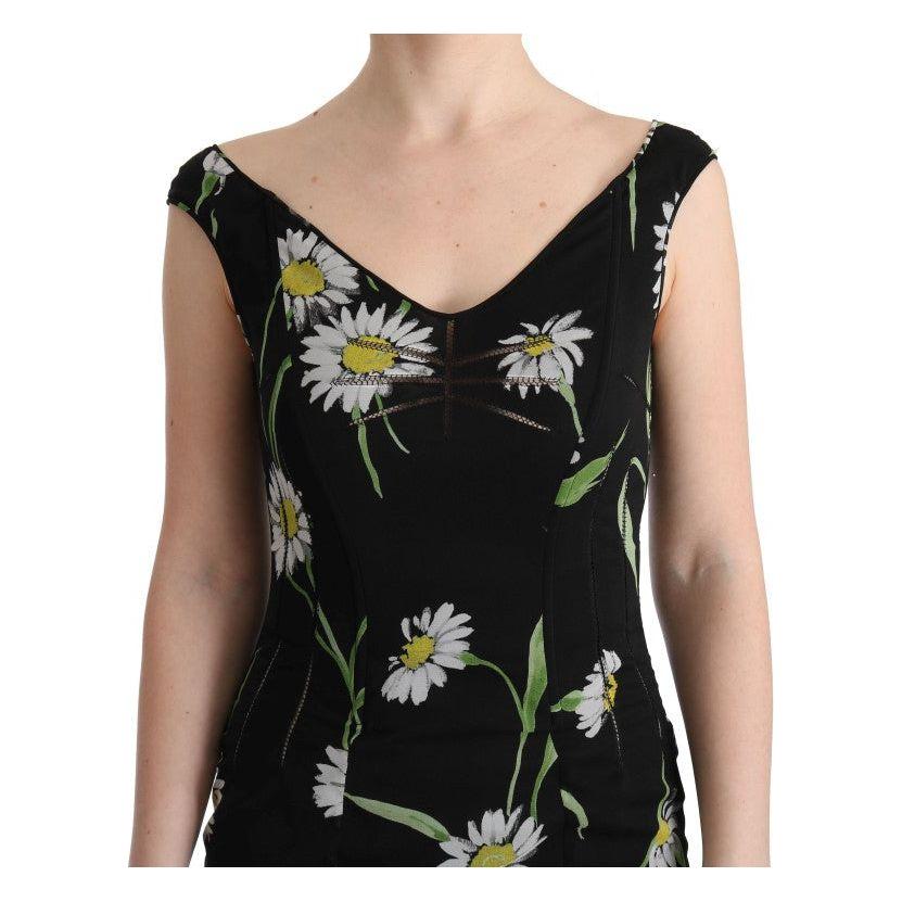 Dolce & Gabbana Sunflower Silk Stretch Sheath Dress Dolce & Gabbana