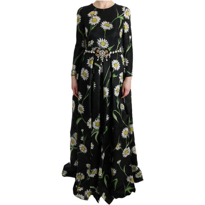 Dolce & Gabbana Multicolor Silk Sunflower Print Long Maxi Dress Dolce & Gabbana