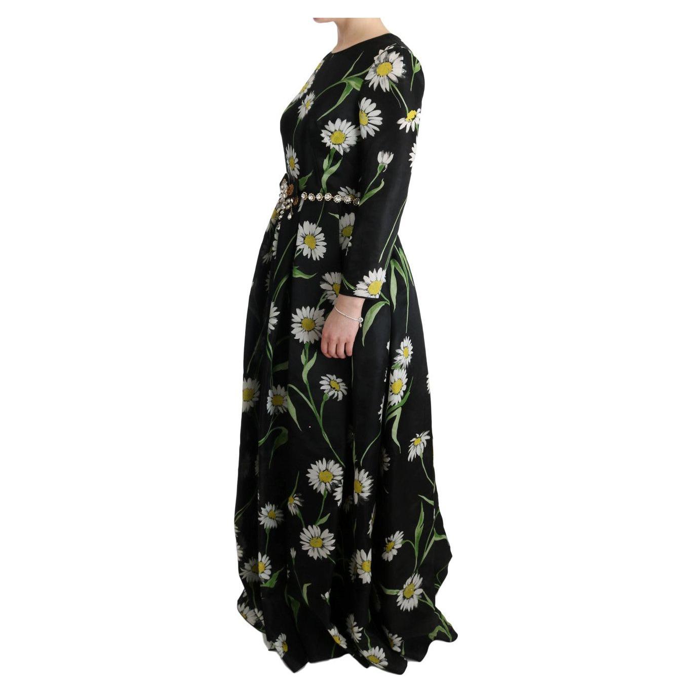 Dolce & Gabbana Multicolor Silk Sunflower Print Long Maxi Dress Dolce & Gabbana