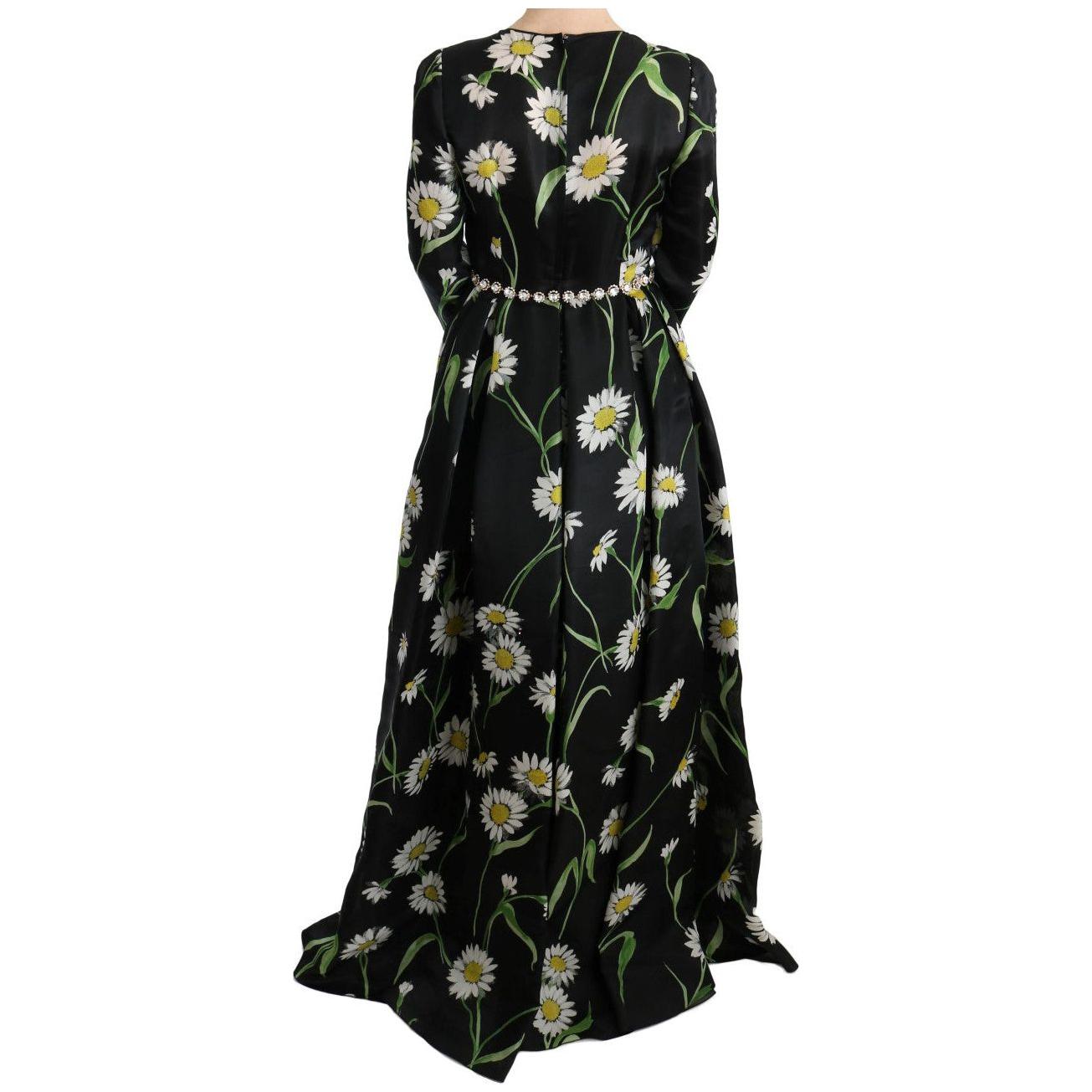 Dolce & Gabbana Multicolor Silk Sunflower Print Long Maxi Dress Dolce & Gabbana