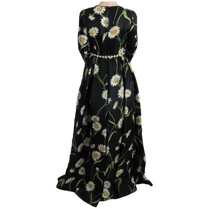 Dolce & Gabbana Multicolor Silk Sunflower Print Long Maxi Dress Dolce & Gabbana