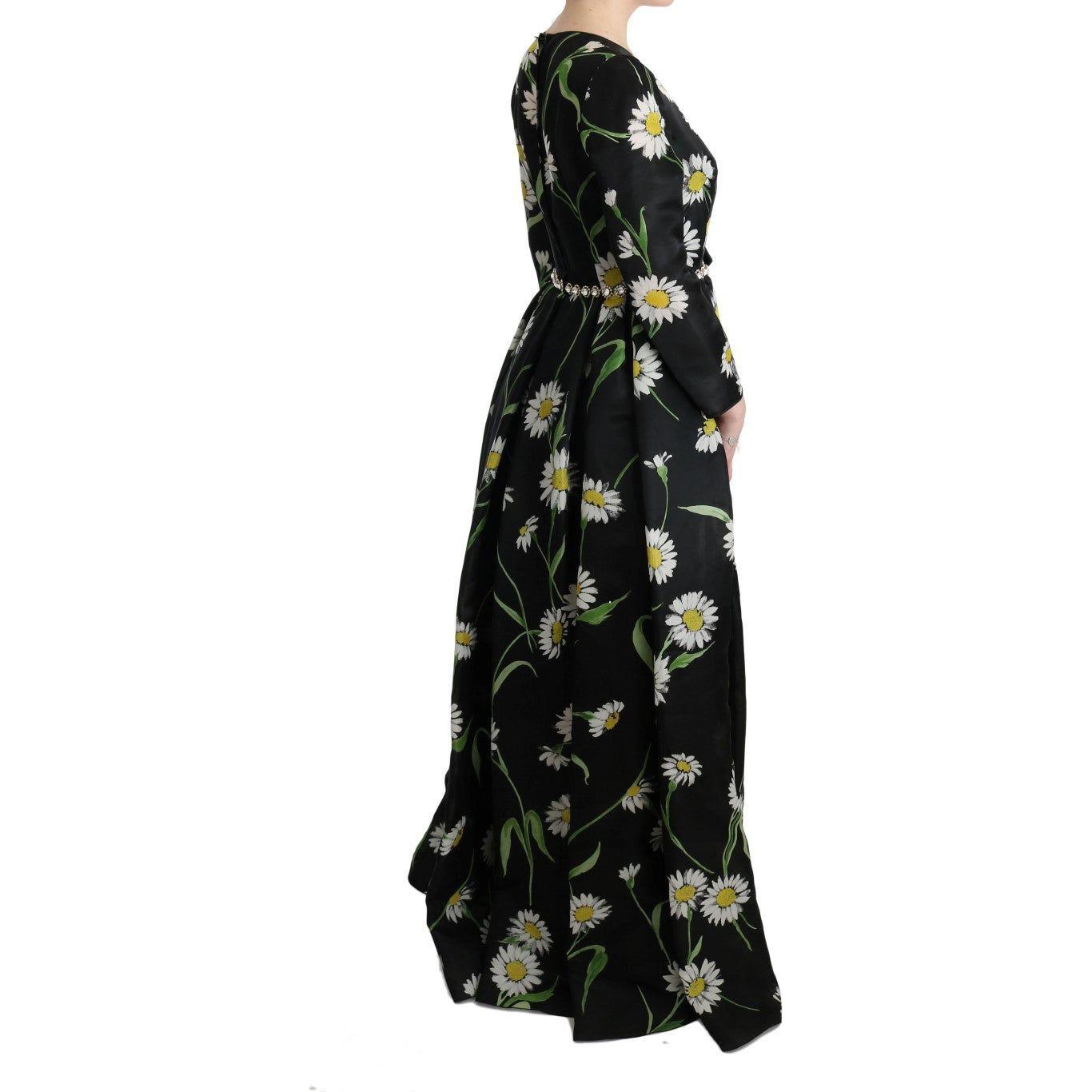 Dolce & Gabbana Multicolor Silk Sunflower Print Long Maxi Dress Dolce & Gabbana