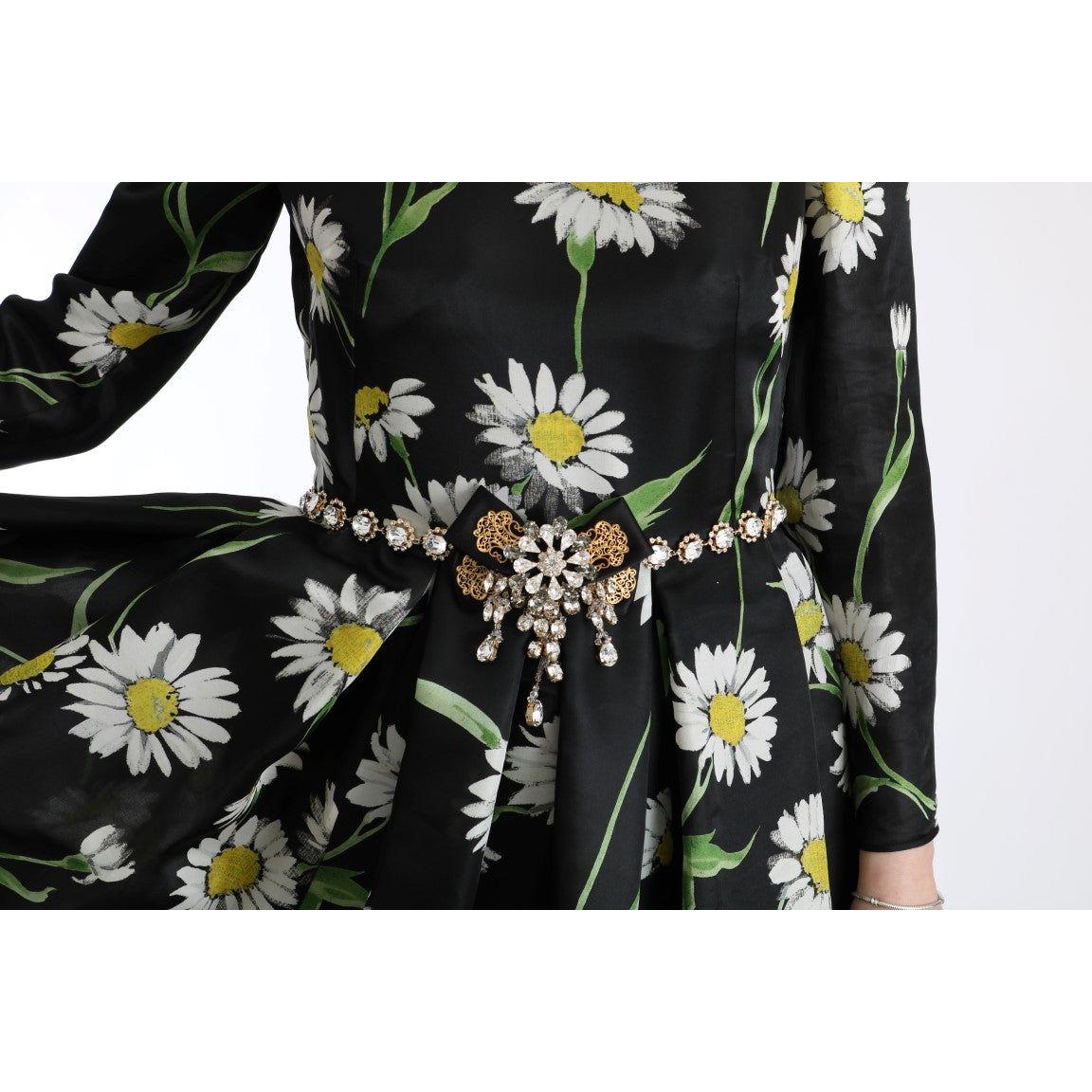 Dolce & Gabbana Multicolor Silk Sunflower Print Long Maxi Dress Dolce & Gabbana