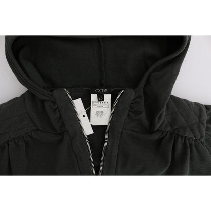 Exte Gray Top Hooded Cotton Zipper Sweater Exte