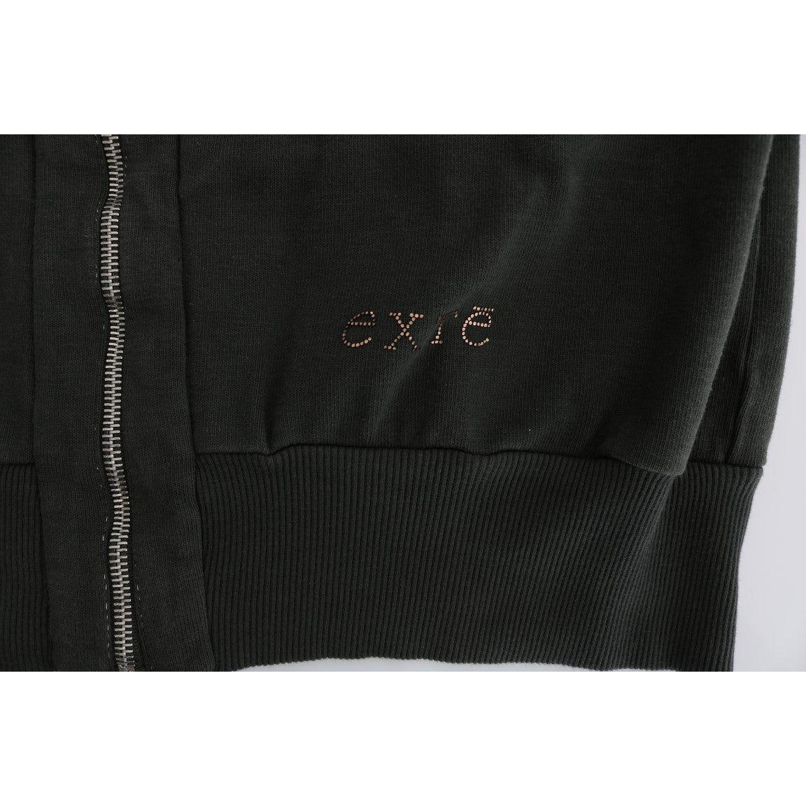 Exte Gray Top Hooded Cotton Zipper Sweater Exte