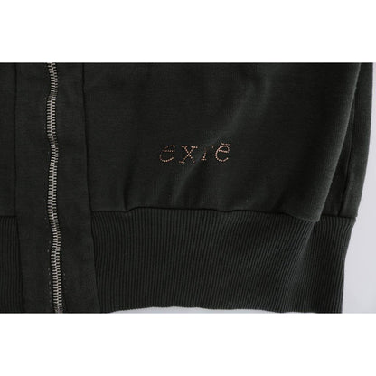 Exte Gray Top Hooded Cotton Zipper Sweater Exte