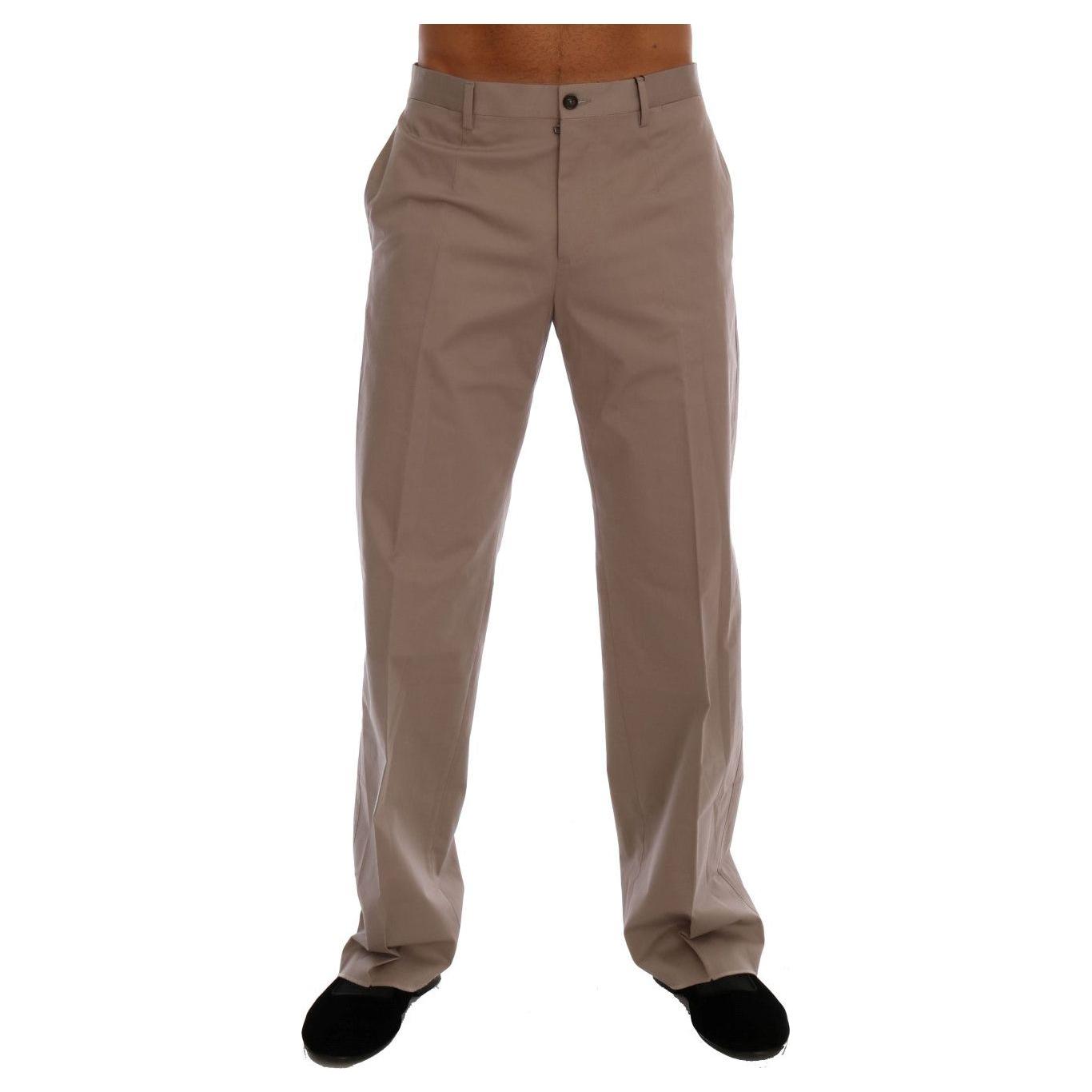 Dolce & Gabbana Beige Cotton Stretch Chinos Pants Dolce & Gabbana