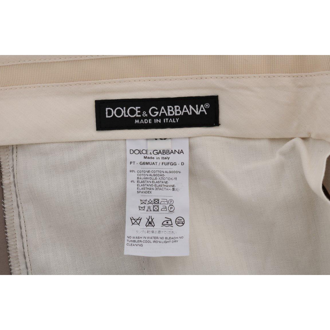 Dolce & Gabbana Beige Cotton Stretch Chinos Pants Dolce & Gabbana