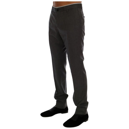 Dolce & Gabbana Gray Wool Striped Formal Pants Dolce & Gabbana