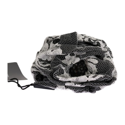 Dolce & Gabbana Black White Floral Lace Crystal Hair Claw Dolce & Gabbana