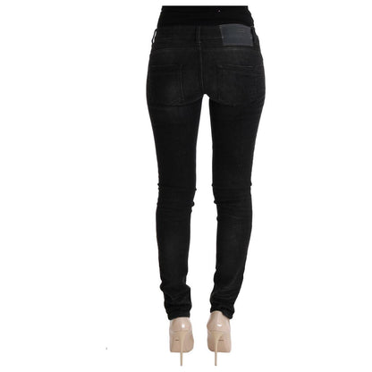 Acht Black Denim Cotton Bottoms Slim Fit Jeans Acht