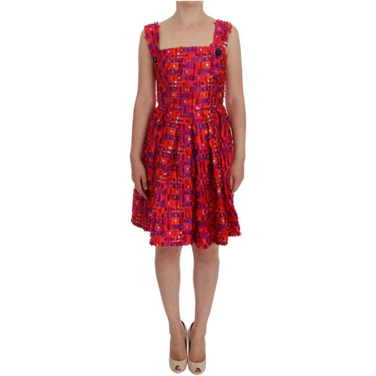 Dolce & Gabbana Pink Patterned A-line Above Knees Dress Dolce & Gabbana