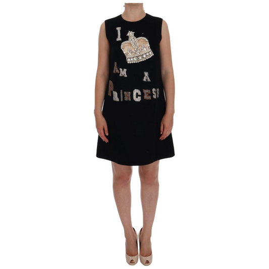 Dolce & Gabbana Black I AM A PRINCESS Crystal Shift Dress Dolce & Gabbana
