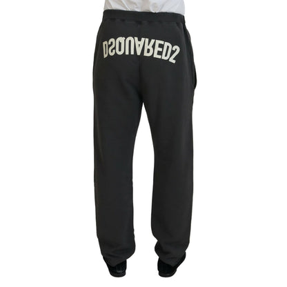 Dsquared² Dark Gray Cotton Men Casual Tattered Pants