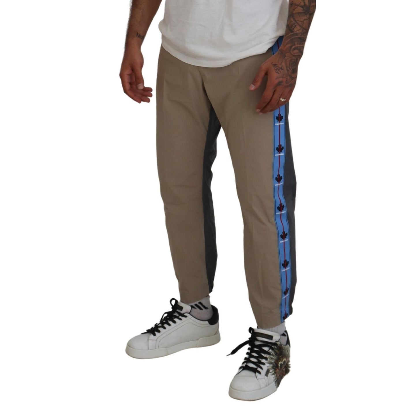 Dsquared² Cotton Brown Gray Two Tone Men Casual Pants