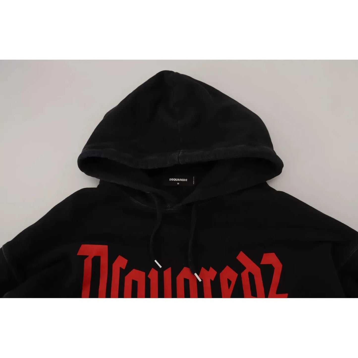 Dsquared² Black Cotton Hooded Printed Men Pullover Sweater 1728,67345645728,Black,Clothing,Dsquared²,Hoodies - Sweaters - Clothing,IT48 | M,Material: 100% Cotton,Men,Preowned / Defect,Sweaters - Clothing,Sweaters - Men - Clothing