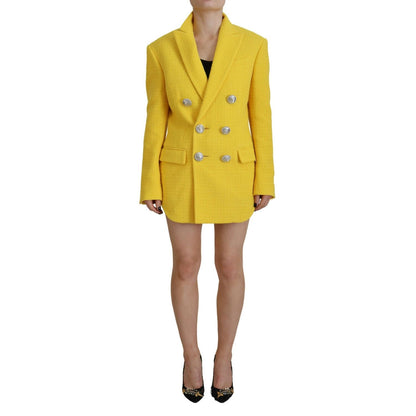 Dsquared² Yellow Peak Double Breasted Suit Blazer Short Set