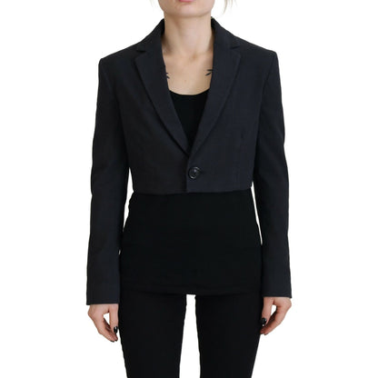 Dsquared² Black Cotton Cropped Button Blazer Jacket