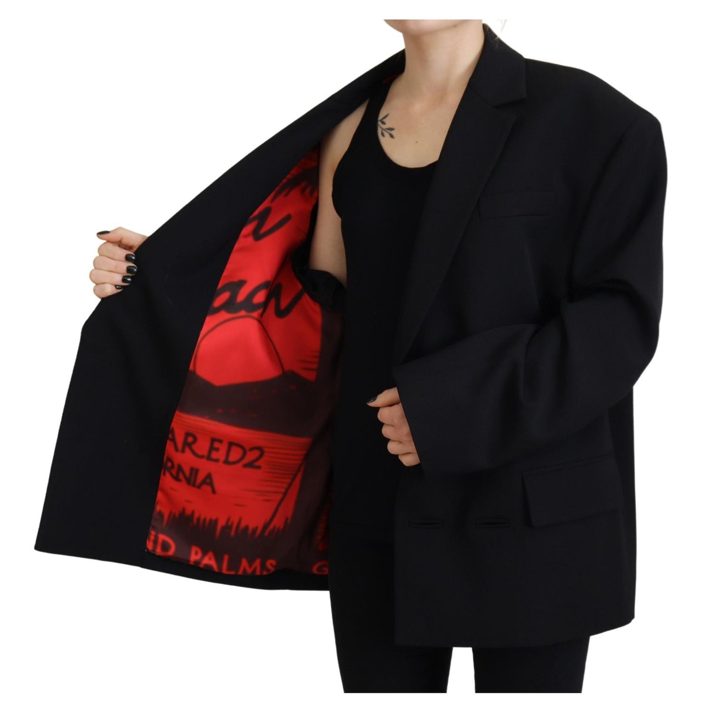 Dsquared² Black Double Breasted Coat Blazer Jacket